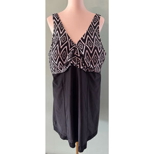 Women's Summer Mae Swimdress 5XL Black White Patterned